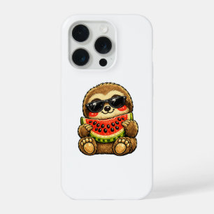 Schattige luiaard met watermeloen iPhone 15 pro case