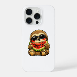 Schattige luiaard met watermeloen iPhone 15 pro case
