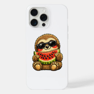 Schattige luiaard met watermeloen iPhone 15 pro max case
