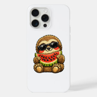 Schattige luiaard met watermeloen iPhone 15 pro max case