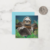 Schattige luiaard notitiekaartje (Voorkant / Achterkant in situ)