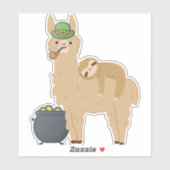 Schattige luiaard Ontspannen op een Llama Celebrat Sticker (Vel)