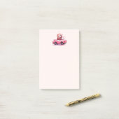 Schattige luiaard rijdt in een roze cabrio post-it® notes (Op bureau)