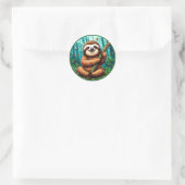 Schattige luiaard ronde sticker (Tas)