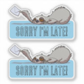 Schattige luiaard Sorry dat ik laat ben Funny vert Sticker (Voorkant)