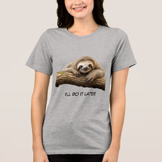 Schattige luiaard Tri-Blend shirt (Voorkant)