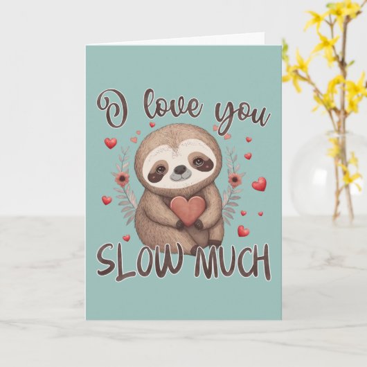 Schattige luiaard Valentijnsdag grap ik hou van je Kaart (Gele Bloem)