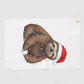 Schattige luiaard verpakt in vakantielichten Class Golfhanddoek (Horizontaal)