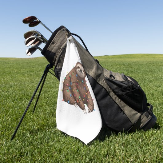 Schattige luiaard verpakt in vakantielichten Class Golfhanddoek (Groen)