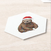 Schattige luiaard verpakt in vakantielichten Class Kartonnen Onderzetters (Schuin)