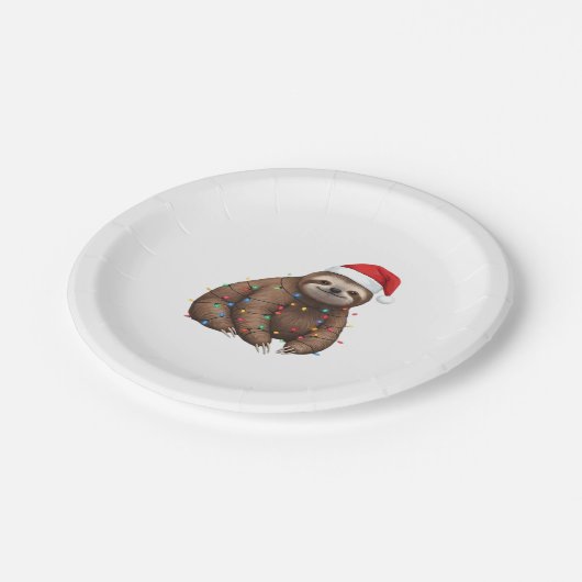 Schattige luiaard verpakt in vakantielichten Class Papieren Bordje (Gekanteld)