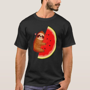 Schattige luiaard & watermeloen meloen zomer tropi t-shirt