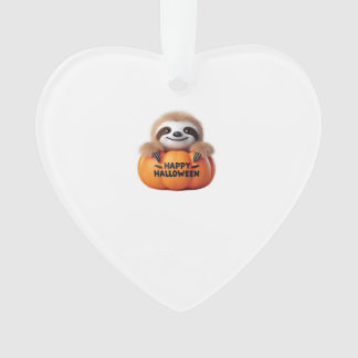 Schattige luiaard zit in een pompoen. Tekst Fijne  Ornament