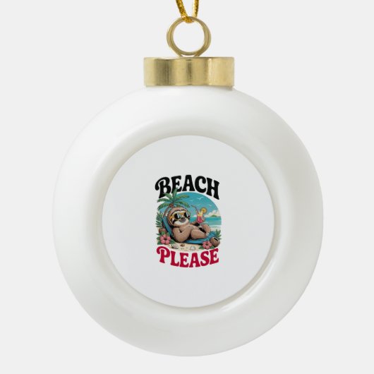 Schattige Luiaard Zomer Keramische Bal Ornament (Voorkant)