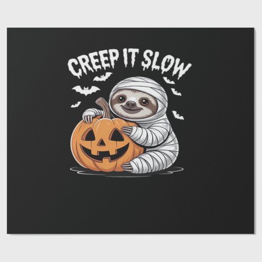 Schattige luiaardliefhebbers Funny Halloween Pompo Cadeaupapier (Vlak)