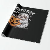 Schattige luiaardliefhebbers Funny Halloween Pompo Cadeaupapier (Uitgerold)