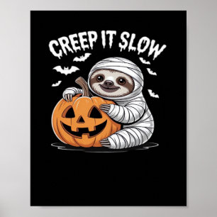 Schattige luiaardliefhebbers Funny Halloween-pompo Poster