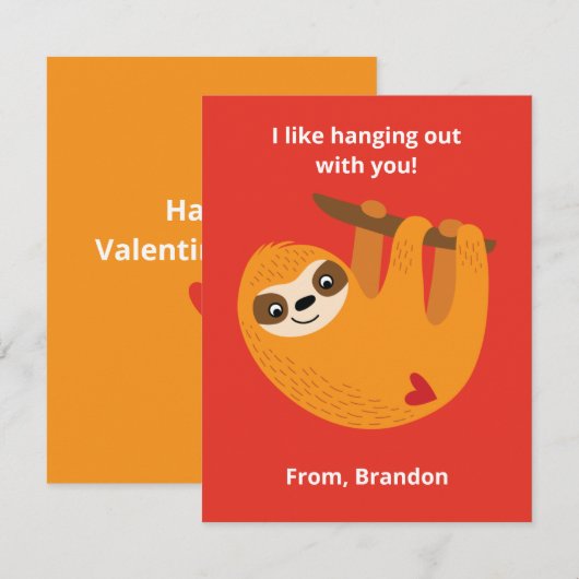 Schattige Luie Kinderen Valentijnsdag Klaslokaal Notitiekaartje (Voorkant / Achterkant)