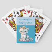 Schattige luipaard donker en lichtblauw kind pokerkaarten (Achterkant)
