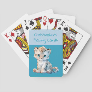 Schattige luipaard donker en lichtblauw kind pokerkaarten