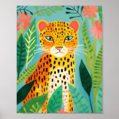 Schattige luipaard in Oerwoud schilderen Poster (Voorkant)