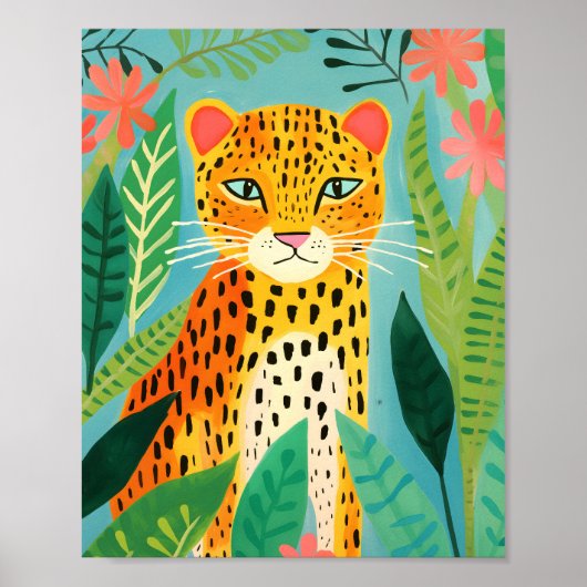 Schattige luipaard in Oerwoud schilderen Poster (Voorkant)