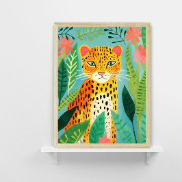 Schattige luipaard in Oerwoud schilderen Poster