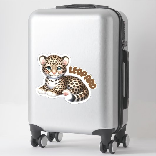 Schattige luipaard - kinderkamer sticker (Koffer)