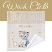 Schattige luipaard Naam toevoegen Polka dots stars Washandje