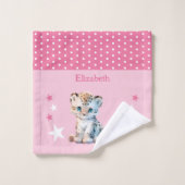 Schattige luipaard Naam toevoegen Polka dots Stars Washandje (Wasdoekje)