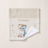Schattige luipaard Naam toevoegen Polka dots stars Washandje (Wasdoekje)