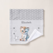 Schattige luipaard Naam toevoegen Polka dots sterr Washandje (Wasdoekje)