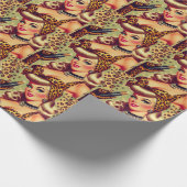 Schattige  luipaard print meisje cadeaupapier (Hoek)