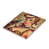 Schattige luipaard print meisje tegeltje (Zijkant)