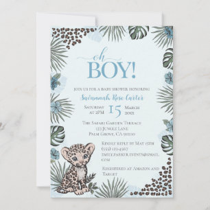 Schattige Luipaard Safari Jongens Baby Shower Kaart