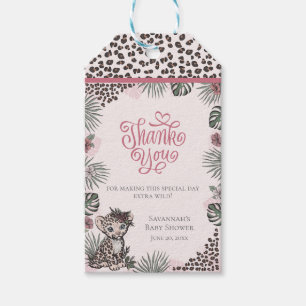Schattige Luipaard Safari Meisje Baby Shower Bedan Cadeaulabel