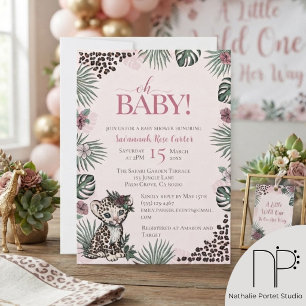 Schattige Luipaard Safari Meisje Baby Shower Kaart