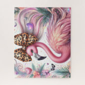 Schattige Luipaard Strik Flamingo Legpuzzel (Verticaal)