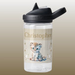 Schattige luipaard Voeg naam toe met sterren kinde Waterfles<br><div class="desc">CamelBak Eddy® waterfles voor kinderen. Personaliseer met een naam. Deze waterfles heeft een schattig luipaard met sterren in de kleuren bruin en wit.</div>