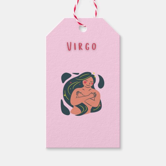 Schattige Maagd, sterrenbeeld, sterrenbeeld afdruk Cadeaulabel (Voorkant)