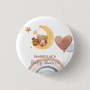 Schattige maan Beer Afro-Amerikaanse kinderen baby Ronde Button 3,2 Cm
