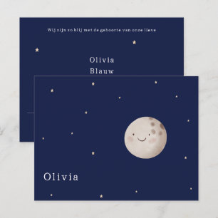 Schattige Maan en Sterren Nacht Baby Geboorte Briefkaart