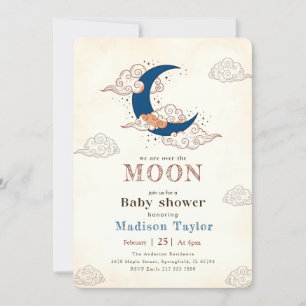 Schattige Maan Sterren Wolken Baby Shower Kaart