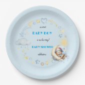 Schattige maansterren slaperige teddybeer papieren bordje (Voorkant)