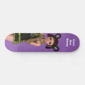 Schattige maar brutaal anime kawaii meisje met att skateboard (Horizontaal)