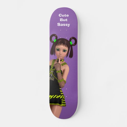 Schattige maar brutaal anime kawaii meisje met att skateboard (Voorkant)