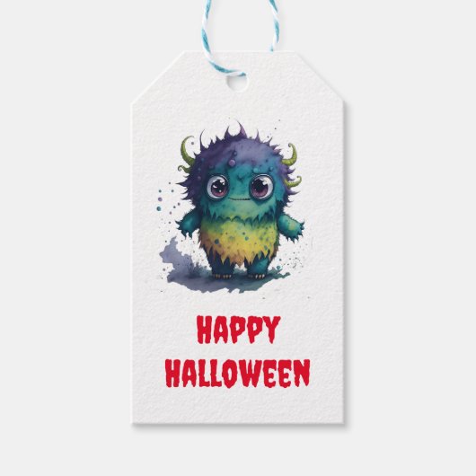 Schattige maar eng Cartoon monster ontwerp Cadeaulabel (Voorkant)