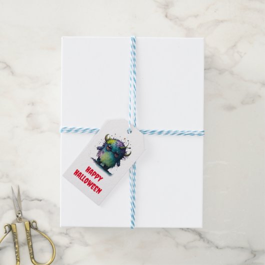 Schattige maar eng Cartoon monster ontwerp Cadeaulabel (Met Touw)