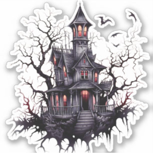 Schattige maar eng spookhuis ontworpen Sticker