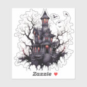 Schattige maar eng spookhuis ontworpen Sticker (Vel)